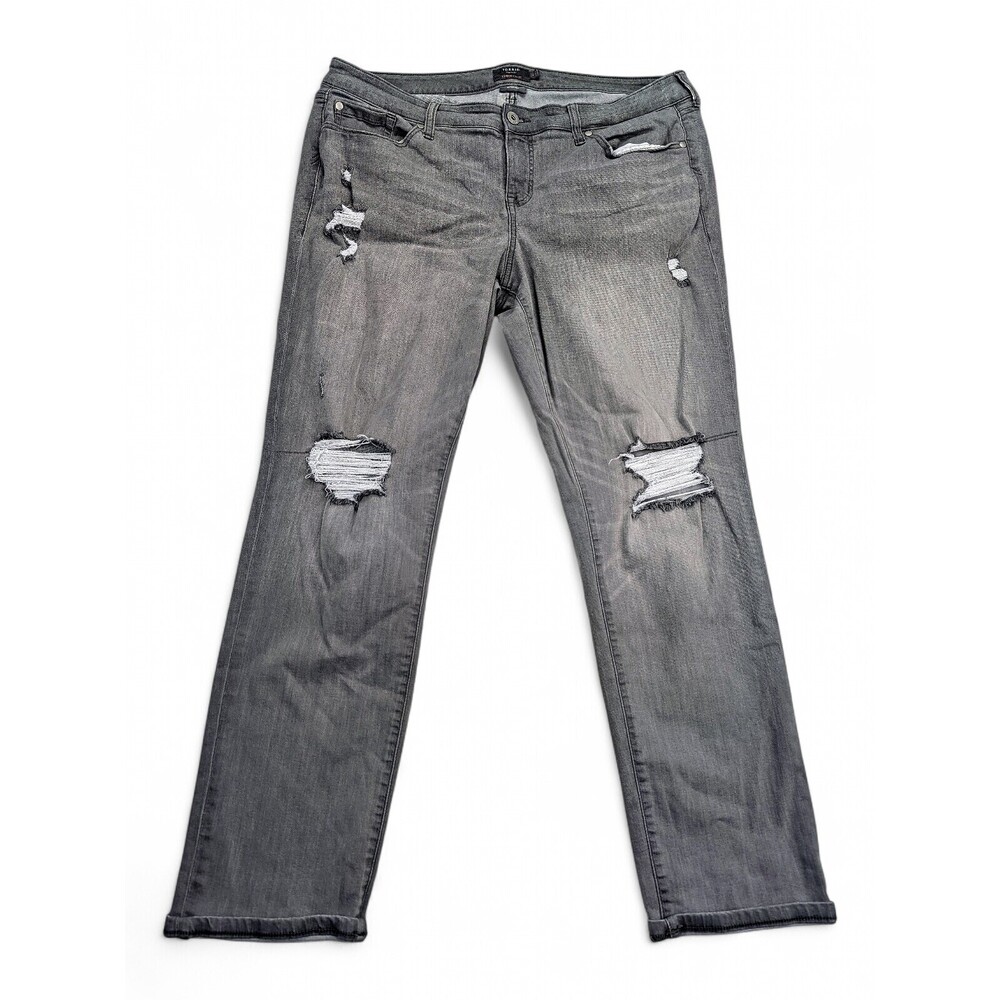 Torrid Plus Size 18 Tall Boyfriend Jeans Gray Distressed‎ Straight